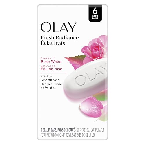 Image of Olay Beauty Bar, Fresh Radiance, Nourishing & Refreshing Formula, Pampering for Smooth & Gentle Skin, Vitamin B3 Complex, Essence of Rose Water Scent, 3.17 oz (6 Count)