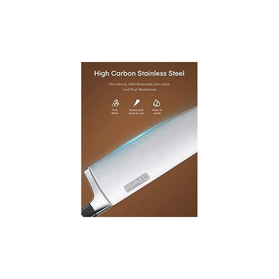 Knife-Set-DPerlla-6-Pieces-Small-Kitchen-Knife-Set-with-Block-German-Stainless-Steel-Knives-Set-Sharp-Chef-Knife-Block-Set Knife Set, D.Perlla 6 Pieces Small Kitchen Knife Set with Block, German Stainless Steel Knives Set, Sharp Chef Knife Block Set, Brown