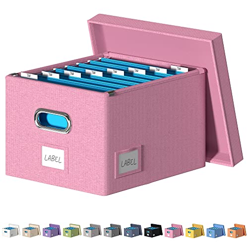 Dywmm File Organizer Collapsible Storage Box For Office File Box With Lids Document Organizer For School And Home Easy Slide Durable Hanging File Box (Pink) #TOP3