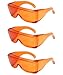 Calabria 3000 3 Pack Orange Fitover Dental Safety Glasses Protection for Teeth Whitening LED Light Eye Shield Red Light Goggles Blue Light Blocking Glasses Fit Over Prescription Glasses Anti Fog