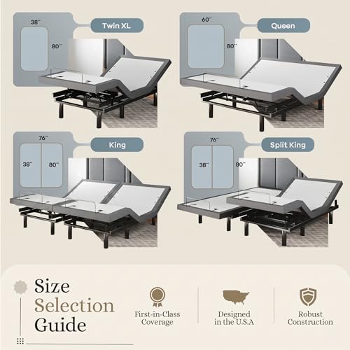 Image of Sven & Son Classic Adjustable Bed Base, Head and Foot Lift, Massage, Under-Bed Lights, USB, Memory, Zero Gravity Smart Frame - King