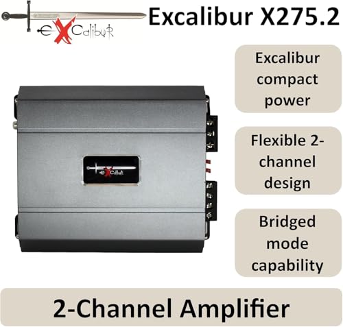 Excalibur X275.2 Auto Verstärker HiFi Stereo 2 Kanal 1300 Watt- Kfz Mini Verstärker Mit 2 x 650 Watt Endstufe Auto, Bass-Boost 12 dB, Variable Frequenzweiche, Remote Anschluss, Subwoofer Bridge Modus