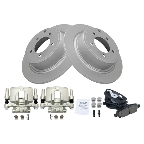 Image of TRQ Rear Brake Pad and Rotor Set Ceramic G Coated Rotors Calipers