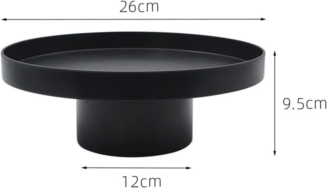 Breakfast Tray Round Stand Tray High-Footed Serving Tray for Dessert Pastry Fruit Bread Nut (Color : Large White) (Large White)