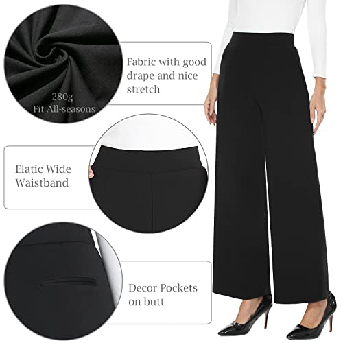 MISS MOLY Women's Wide Leg High Waisted Palazzo Pants Casual Business Dress Pants Pull On Stretch Trousers with Pockets2