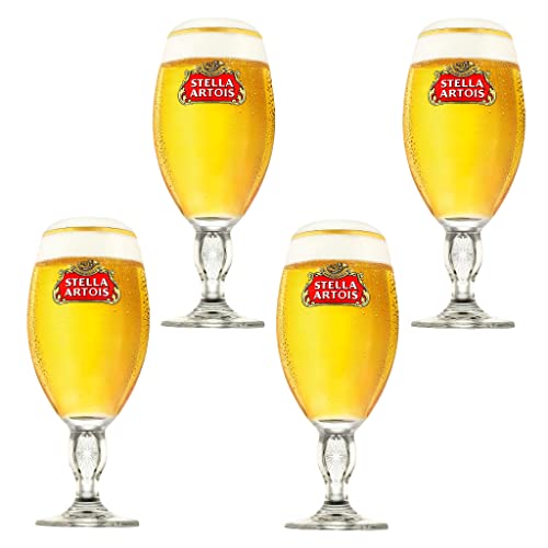 GarageBar | Stella Artois Glass | Stemmed Chalice Beer Glass | Official Merchandise | Comes with 2X Beer Drip Mats (4 Half Pint/10oz)