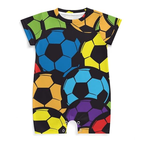 ベビー服 ロンパース サッカーボール柄 カラフル 新生児服 男の子 女の子 赤ちゃん服 半袖 0~24ヶ月 出産祝い プレゼント パジャマ 肌着 人気 幼児服 ルームウェア