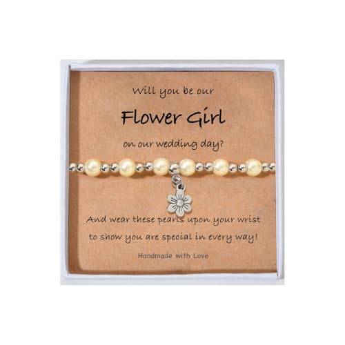 Image of Flower Girl Proposal Gifts, Will You Be My Flower Girl? Thank You Bridesmaid Cute Stretchy Bracelet Gifts for Girls On Wedding Day