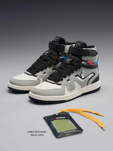 Image of The Souled Store UBZ Convertible: Shuttle 2-in-1 High Top Low Top Sneaker Textured PU and Padded Mesh Breathable Flexible Sole Streetwear Casual Sneakers for Men UK 6-11
