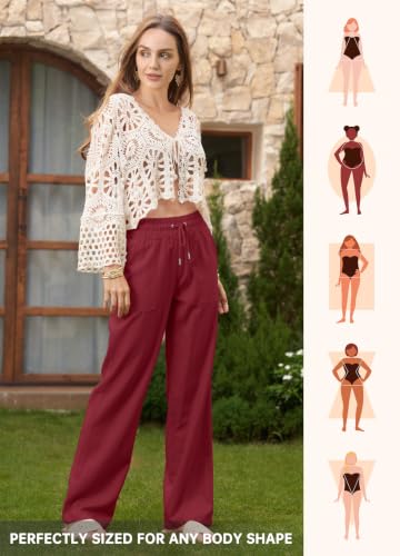 Image of Willit Women Linen Pants Wide Leg Palazzo Trousers 29 inch /31 inch / 33 inch