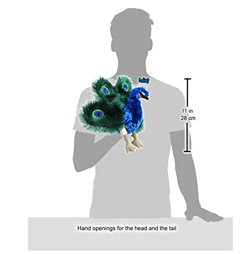 Folkmanis Small Peacock Hand Puppet, Blue; Green, Gold - Image 2