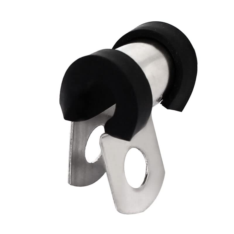 Tool parts 6mm Dia EPDM Rubber Lined P Clips Cable Hose Pipe Clamps Holder 5pcs