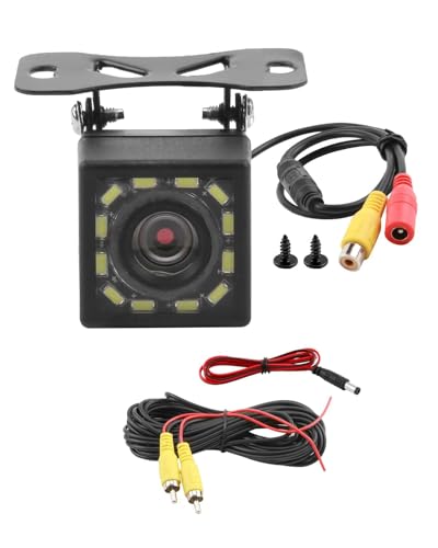 HD 1080P Reversing Camera with 6M Video Cable 170 Wide Angle 12 LED Night Vision IP67 Waterproof Suitable for Trucks SUVs Cars Vans RVs and Trucks to Ensure Reversing and Parking Safety