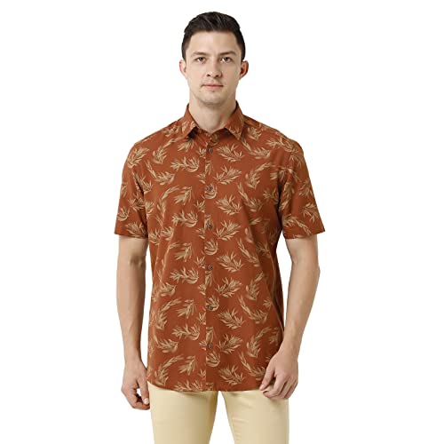 Image of Men's Slim Fit Half Sleeve Casual Shirt Brown
