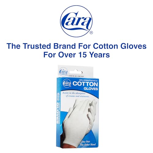 Cara Moisturizing Eczema 100% Premium Cotton Gloves, Medium, White, 1 Pair