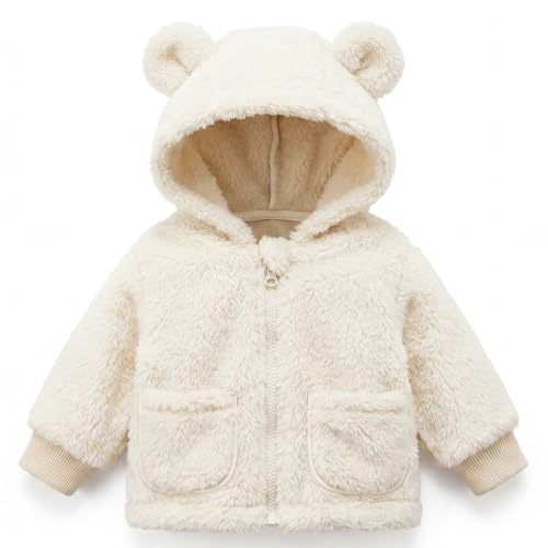 Mokitoni Newborn Baby Winter Fleece Jacket - Sherpa Lined Coat for Boys & Girls (0-6 Months)