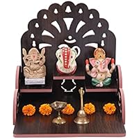 CrazyInk Fully Handmade Beautiful Wooden Pooja Mandir