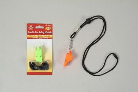 Safety Flag Whistle With Lanyard, (10 Pack)