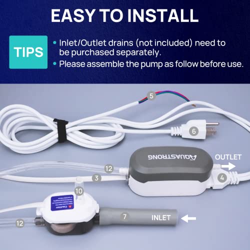 Aquastrong Mini Split HAVC Condensate Pump 4 Packs, 9.6 GPH, 115V/230V, Automatic Safety Switch, AC Condensate Removal for Air Conditioner, Furnace, Dehumidifier, 3.3' Power Cord