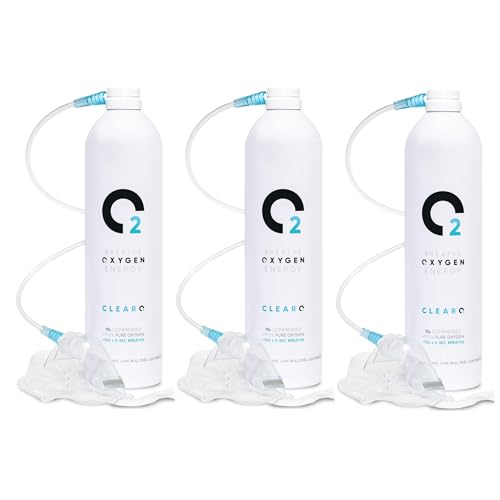 ClearO2 Bidon d'oxygène de 15 L avec masque et tube | Oxygène respiratoire pur dans une boîte en...