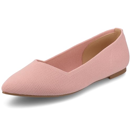 Journee Collection Womens Minnah Knit Ballet Dress Flats Slip On Pointed Toe Cushioned Fashion Ballerina Shoe Pink 8 Medium WOMENS US