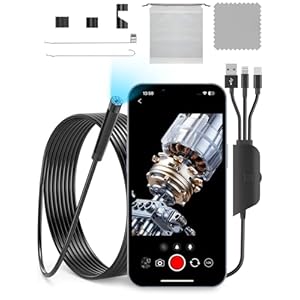 Endoscope Digital camera with Mild,Inspection Digital camera 16.4ft Devices for Males 1080P HD Endoscope with 8 Adjustable LED Lights,8mm Endoscope Lens,IP67 Waterproof (5002Pro-200W-8mm-5M)