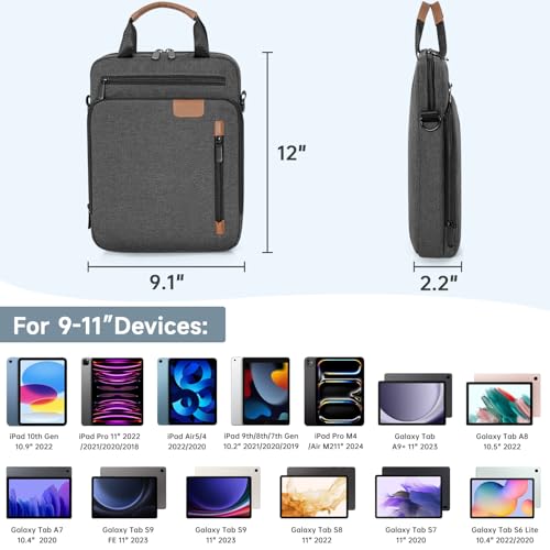 Image of 9-11 Inch Tablet Sleeve Bag, Padded Protective Travel Carrying Case for iPad A16 2025, iPad Air 11 inch M3 M2, iPad Pro M5 /M4 11 inch, iPad 10 /9 /8 /7th, Galaxy Tab A9+ /S9 /S8 11 inch
