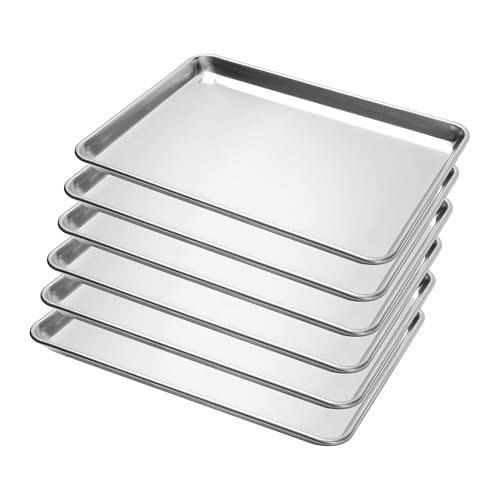 BIEAMA 6 Pack Half Size Baking Sheet Pan Aluminum Commercial Pan for Oven Freezer Bakery Hotel Restaurant 18' × 13'