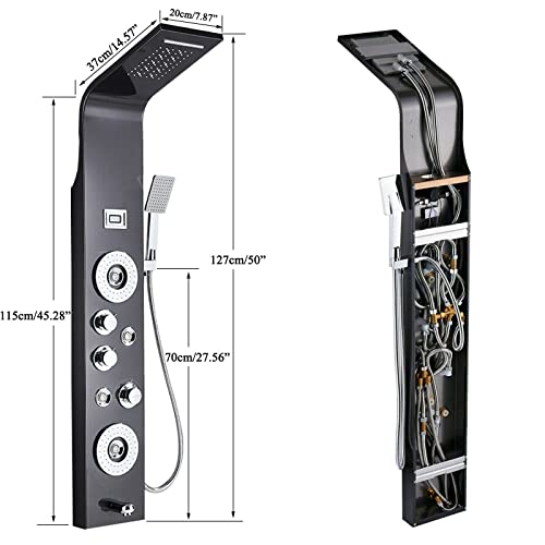 Panel de Ducha de Acero Inoxidable con Torre LED y 6 Funciones de Masaje miniatura 4