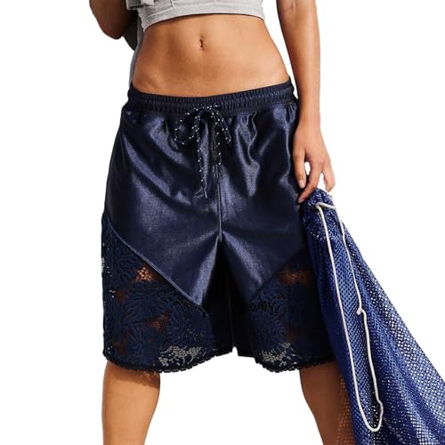 Short patchwork en dentelle grande taille avec ceinture extensible