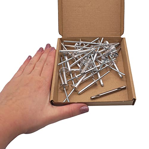SKIR’CO (30 Stück) Großflansch Aluminium Blindnieten 4,8 x 30 mm, Stahldorn, Bohrer inklusive