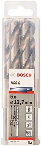 Bosch 5x PRO Metal HSS-G Twist Drill Bit Standard Length (for Non-ferrous metals, Steel, diameter 12,70 mm