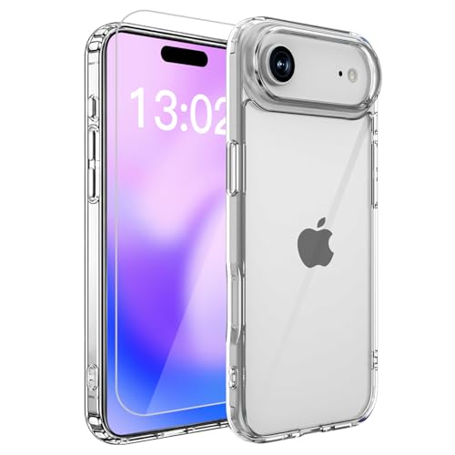 iPhone 17 Air 用 ケース クリア 耐衝撃 ガラスフィルム付き 衝撃吸収 アイフォン17 air 用 カバー 米軍MIL規格 耐久性 いphone17 Air 用 ケース 軽薄型 黄ばみ防止 アイホン17air 専用case SGS認証 ワイヤレス充電対応 滑り止め 傷つけ防止 TPUバンパー あいふぉん17 air 用 カバー 6.5インチ 透明 OMMQ