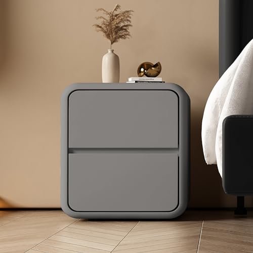 HJYBFA Mesita de Noche Madera Maciza con cajones Dobles, Ideal para dormitorios pequeños.