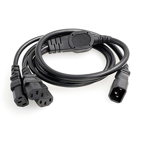 HTcable UPS PDU Computer PC Power Splitter Cord C14 to 3 x C13 10A 250V Extension Cable (C14-3xC13 1m)