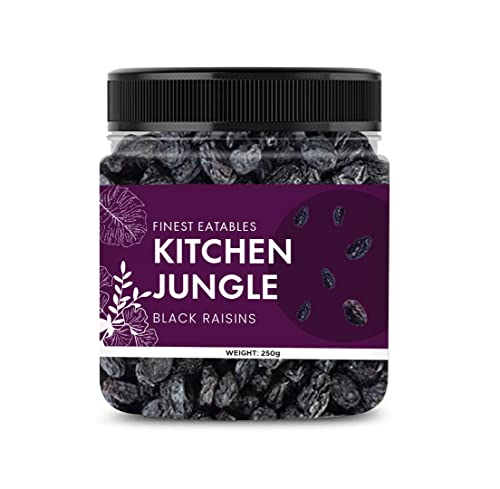 Image of Kitchen Jungle Black Raisins 500Gm (250Gm*2Jar) Seedless Dry Grapes Kali Kishmish Dry Fruits, Fresh