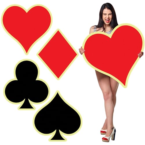 Decoraciones de cartas de póker jumbo Simgoing 4 piezas