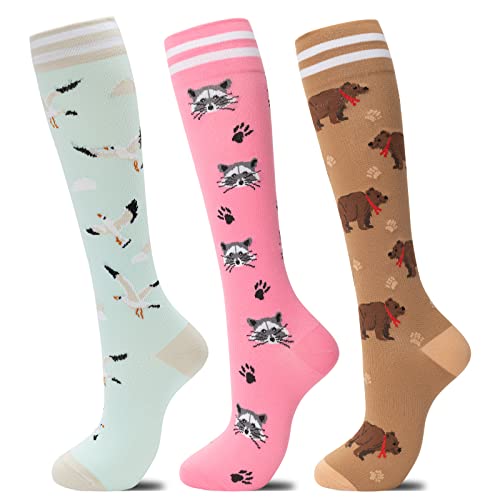 Image of fenglaoda Compression Socks for Women Men 3 Pairs Graduated Compression Support Circulation Socks for Nurses