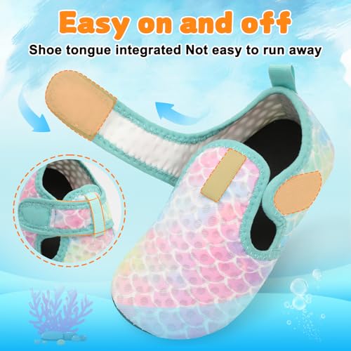 Image of LeIsfIt Kids Water Shoes Girls Boys Quick Dry Aqua Socks Breathable Swim Shoes Non-Slip Barefoot Socks for Beach Surf
