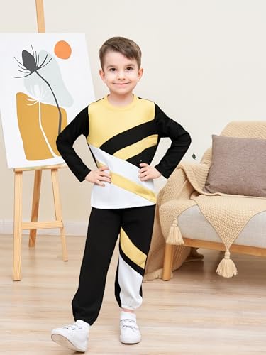 Image of Boy Clothes Plant Camouflage Pants LA Letter Print Top Sweatsuit Fall Boys Outfits Set