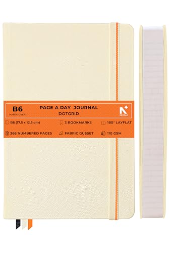 Image of NEORAH -B6 DOTTED | 368 Pages - 110 Gsm | PAGE A DAY JOURNAL (17.5 X 12.5 cm)-Hardcover Dot Grid Notebook |Back Pocket |3 Silk Book Mark - Completely HANDMADE for Journaling,writing - AFTERGLOW