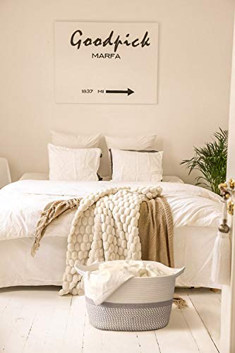 Chicvita Square Cotton Rope Woven Basket With Handles For Books, Magazines, Toys Decorative Rectangle Basket For Baby Nursery, Living Room, Bathroom 13.5 Inch X 11 Inch X 9.5 Inch, Pack Of 1 #TOP6