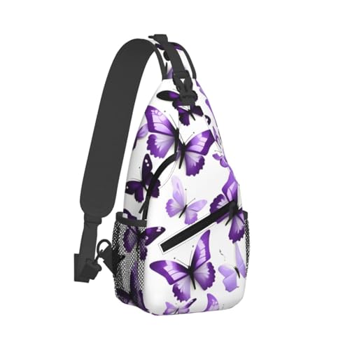 Mochila cruzada compacta con diseño de mariposas negra miniatura 2