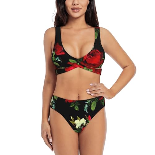 Maillot de bain 2 pièces pour femme, le cadeau d'été romantique aux motifs roses