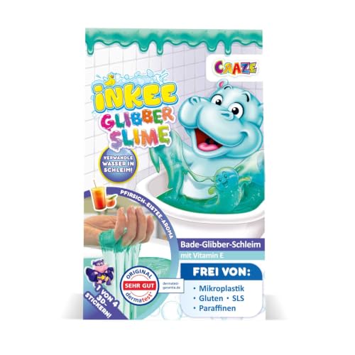 INKEE Slime per la vasca da bagno, Verde al profumo di pesca, Trasforma l'acqua in slime, Include un adesivo della Collezione Hippo (ce ne sono 4 da collezionare), per 25 litri d'acqua