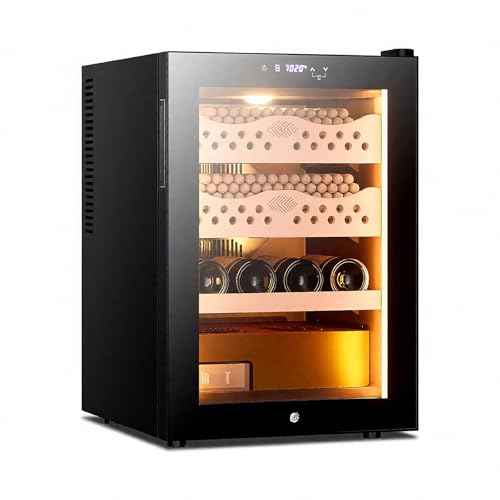 CHAOFLIGHT Cigar Humidors,Electric Cigar Box Cabinet of Thermostatic Humidity Constant,50L Cigar Storage for 300 Cigars, Cigar Humidor Box with Spanish Cedar Wood Drawer Shelves, Men