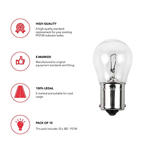GADLANE 382 P21W BA15S Glühlampe 12v 21w Auto Van Bremsheckanzeige Rücknebel - 10er Pack