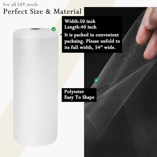 iontach white tulle fabric rolls 54 inch by 40 yards fabric tulle bolt for wedding christmas decorations diy white tutu baby shower table skirt ceiling decor birthday party craft supplies
