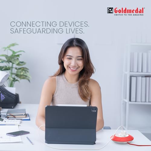 Goldmedal G-Dial 2 Pin Plug 5-Meter Extension Cord | Universal Socket & 2-Pin Sockets | Master Switch with Indicator | Ultra-Smooth Rotation | Extension Board for Home & Office |-Pack of 1