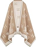 nratto Women's Reversible Pashmina Shawl Wrap for Women Big Scarf Holiday Gifts, Khaki and White